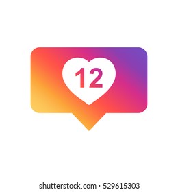 Like, comment, follower icon. Colorful flat vector illustration on gradient background.