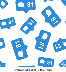 Like, comment, follower seamless pattern background. Business flat vector illustration. Social network symbol pattern.