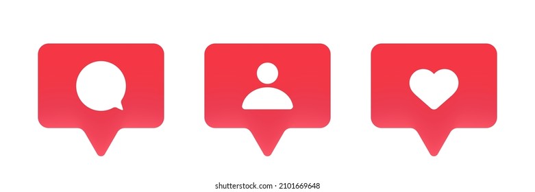 Como el botón de comentarios y seguidores. Concepto de medios sociales. Notificaciones. Vector de fondo aislado. EPS 10.