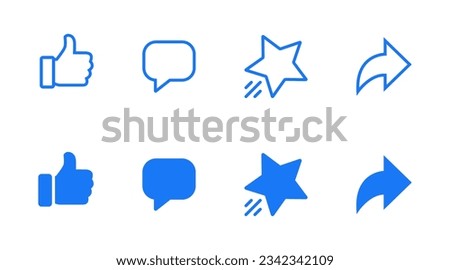 Like, comment, give, and share icon vector. Social media post elements