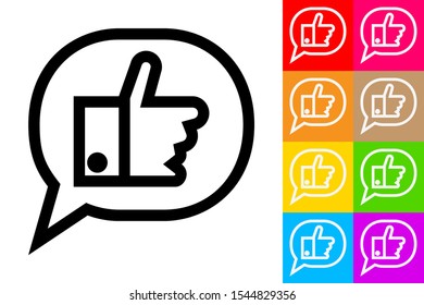 Like Comment. Line Icon With Different Color Background.