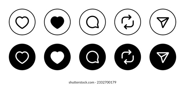 Like, comment, repost, and share icon. Social media elements inspired by threads app. Vector illustration