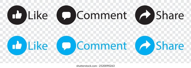 Like, Comment, save and Share Button Icon Vector EPS 10.