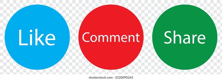 Like, Comment, save and Share Button Icon Vector EPS 10.
