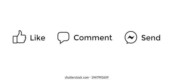 Like, Comment, And Send. Social Media Icons