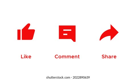 Like, Comment, and Share Button Icon Vector