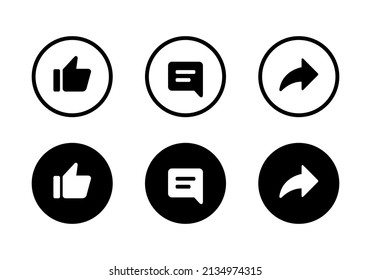 Like, Comment, and Share Button Icon Vector Isolated on White Background