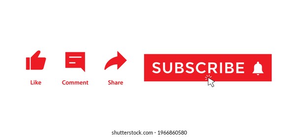 Like, Comment, Share, and Clicking Subscribe Button. Icon Set of Channel Subscriptions