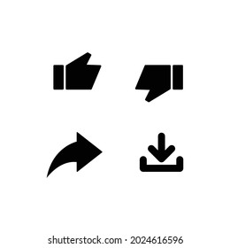 Like comment share and down load icon set isolated on white background. Social media application concept . Vector illustration