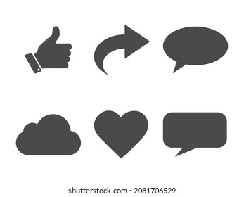 como conjunto de iconos de comentarios y de recursos compartidos. vector de red social