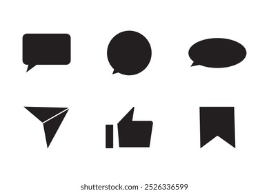 Como, comentar e compartilhar conjunto de ícones. Conceito de pós-reação nas mídias sociais