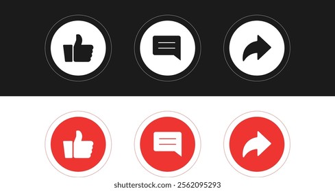 Like comment share icon set design for social media