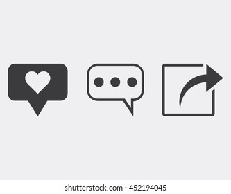 Like Comment Share Icon Set.Social Network Icons Set.Vector Illustration