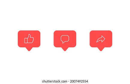 Like, Comment, and Share Icon Vector in Speech Bubbles