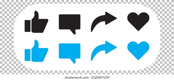 like, comment, share, love and save dislike icon symbol button. vector illustration.