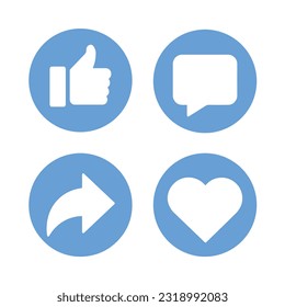 Como comentario Compartir amor red social Conjunto de iconos Vector aislado