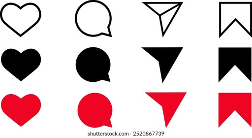 Like comment share and save button icon social media. Post reaction illustration design