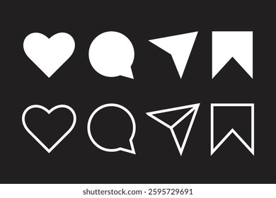 Like Comment Share And Save Button Icon Social Media Post with Flat Design Style Vector illustration