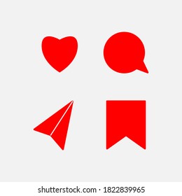  Like, comment, share and save icon. vector illustration