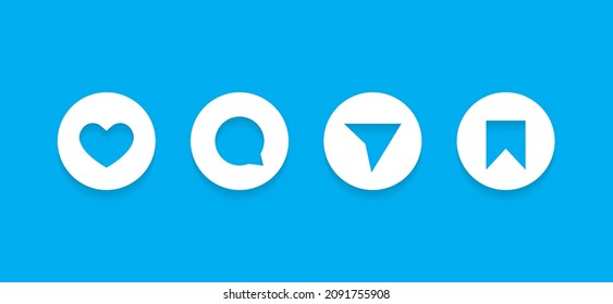 Like, Comment, Share and Save Icon Vector. Social Media Button Sign Symbol