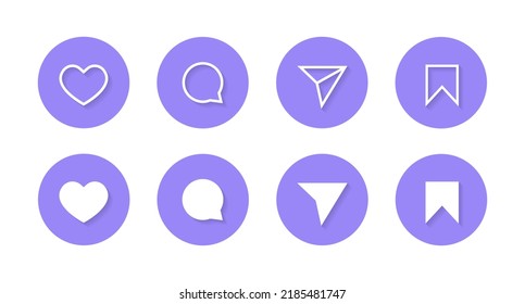 Como, comentar, compartir y guardar el vector de iconos. Elementos de medios sociales