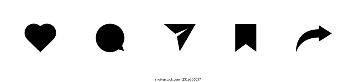 Like comment share save icon set. Vector illustration. Social media symbol collection. Vector 10 eps.