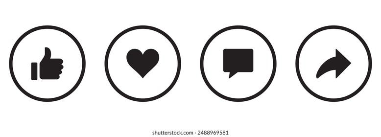 Guardar Como recurso compartido de comentarios Ilustración vectorial. Colección de símbolos de medios sociales. EPS 10.