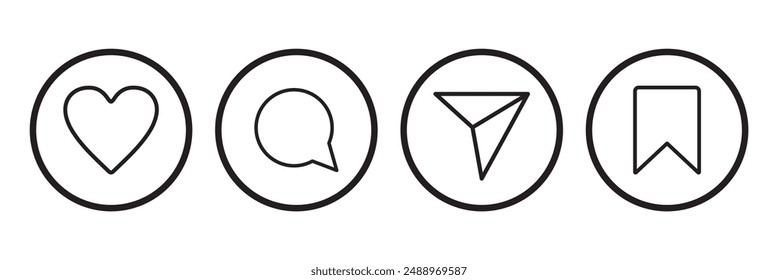 Guardar Como recurso compartido de comentarios Ilustración vectorial. Colección de símbolos de medios sociales. EPS 10.