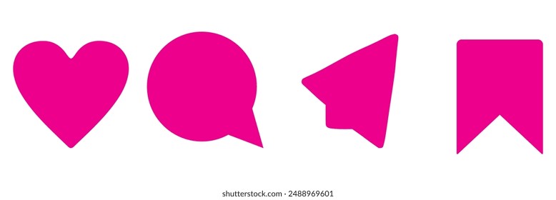 Like comment share save icon set. Vector illustration. Social media symbol collection. EPS 10.