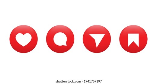 Like, Comment, Share And Save. Modern Social Media Button Icons