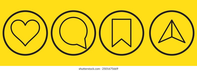Like, comment, share and save. Modern vector icons isolated on white background.