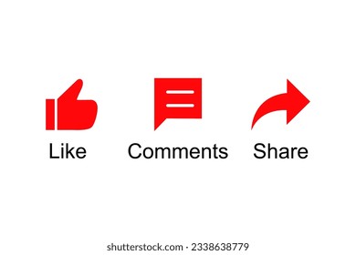 Like, Comment, Share of Social Media Icons. Vector Illustration isolated on white background