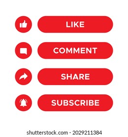 Like, Comment, Share and Subscribe Button Bar Icon Vector