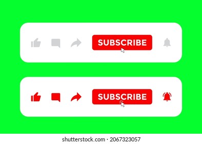 Like, Comment, Share and Subscribe Button Vector. Icon Set Collection for Channel Subscription