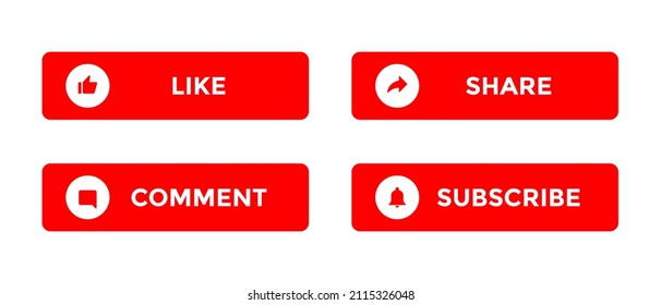 Like, Comment, Share and Subscribe Button Icon Isolated on White Background