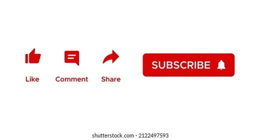 Like, Comment, Share and Subscribe Button. Icon Set for Promote Channel Subscriptions