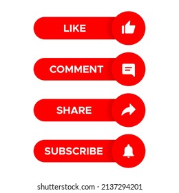 Like, Comment, Share and Subscribe Button Icon. Promote Streaming Channel Icons