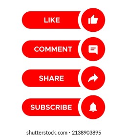 Like, Comment, Share and Subscribe Button. Icon Set Collection in Bar Shape