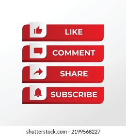 Like, Comment, Share, Subscribe Button Icon Vector