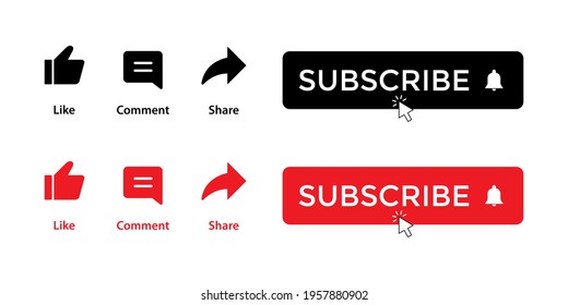 Like, Comment, Share, Subscribe. Channel Subscription Icon Set Collection