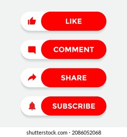 Like, Comment, Share, And Subscribe Icon. Youtube Vector Illustration