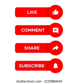 Like, Comment, Share And Subscribe Icon Vector In Flat Style