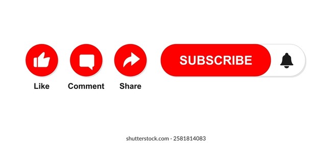 Like, Comment, Share and Subscribe Icon Vector illustration. Set of subscribe button icons bell, like, comment, share sign for channel, blog, social media