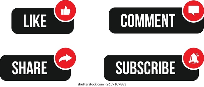 Kommentar loben teilen Symbol abonnieren Element Set für Social Media
