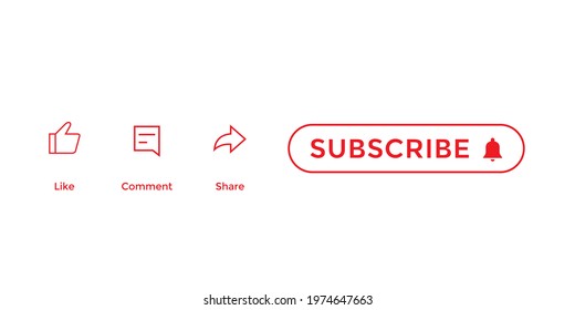 Like, Comment, Share and Subscribe. Minimalist Channel Subscription Icons