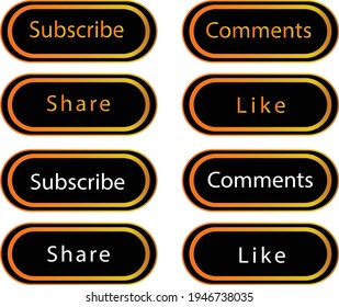 Like, Comment, Share, Subscribe, And Social Media Icon Button Illustration. Vector Eps 10