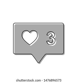 Like and comment sign. Black line icon with gray shifted flat filled icon on white background. Illustration.