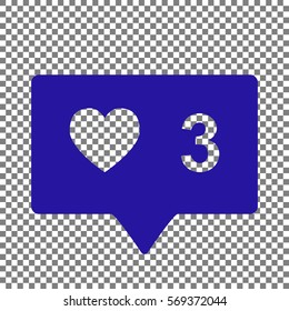 Like and comment sign. Blue icon on transparent background.