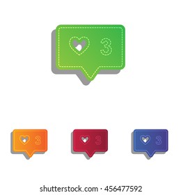 Like and comment sign. Colorfull applique icons set.
