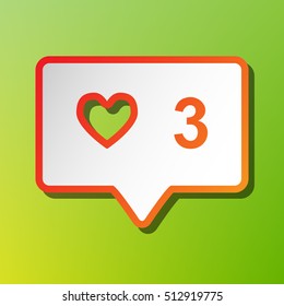 Like and comment sign. Contrast icon with reddish stroke on green backgound.